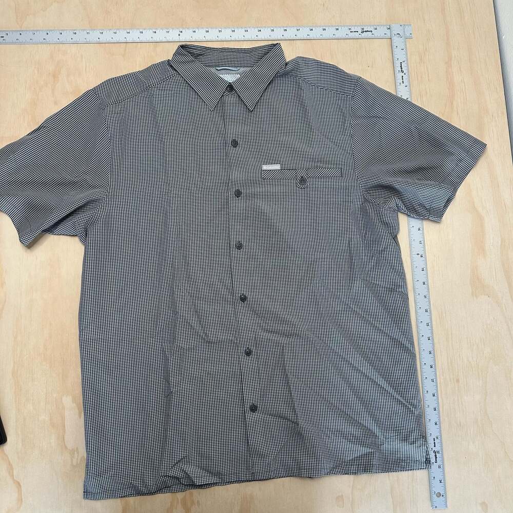 Columbia Mens Black White Check Short Sleeve Button Down Casual Outdoor Shirt XL